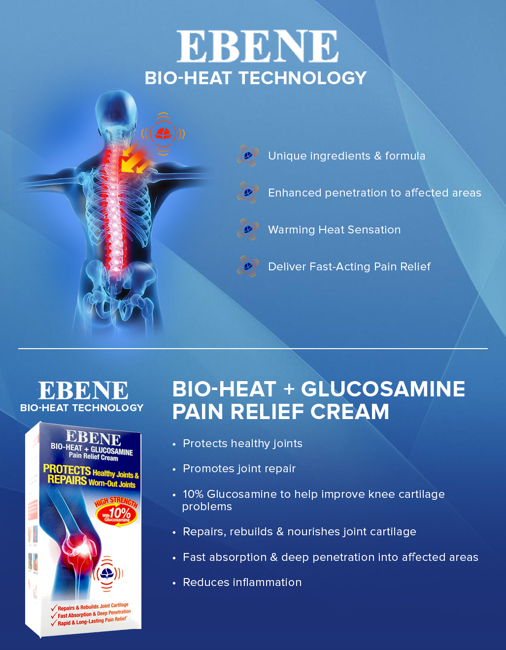 BioHeat + Glucosamine Pain Relief Cream EBENE Singapore