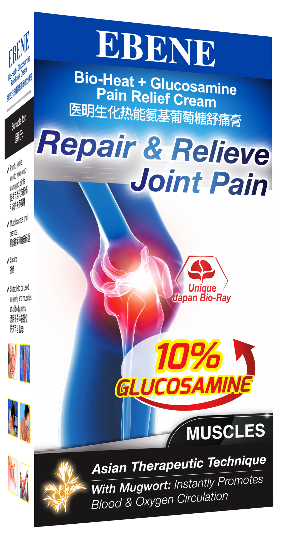 BioHeat + Glucosamine Pain Relief Cream EBENE Singapore